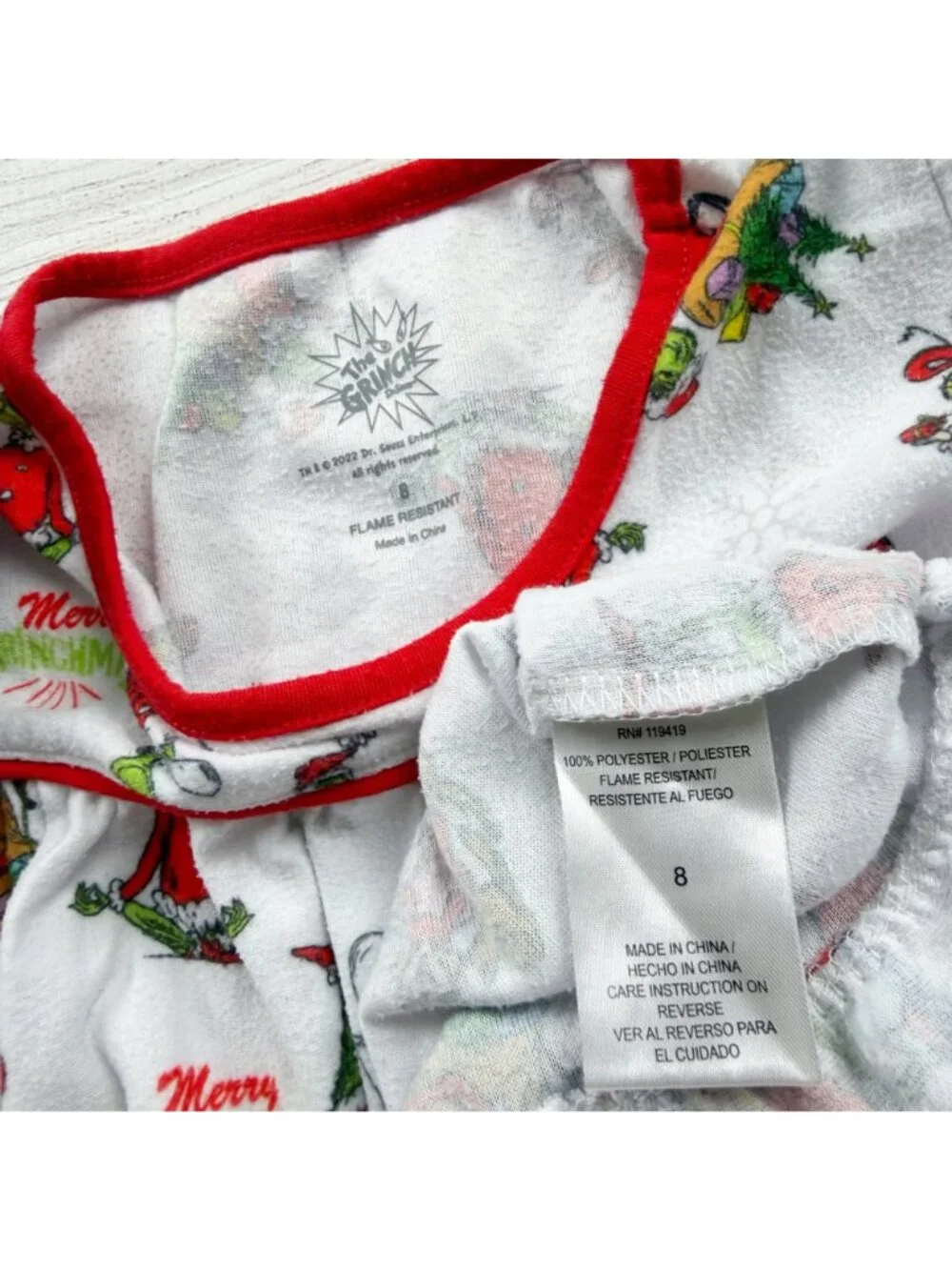 Dr. Seuss The Grinch Kids Christmas Nightgown Granny Long Sleeve 8